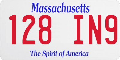MA license plate 128IN9