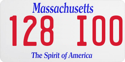 MA license plate 128IO0