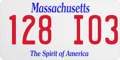 MA license plate 128IO3