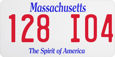 MA license plate 128IO4