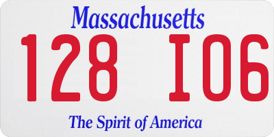 MA license plate 128IO6