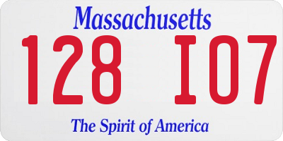 MA license plate 128IO7