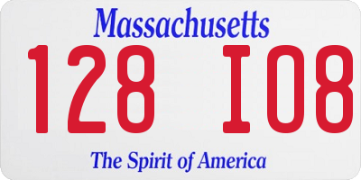 MA license plate 128IO8