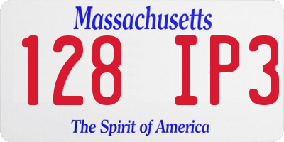 MA license plate 128IP3