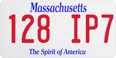 MA license plate 128IP7