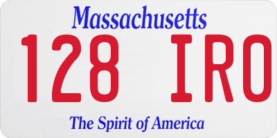 MA license plate 128IR0