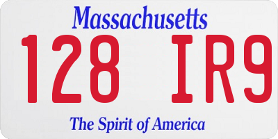 MA license plate 128IR9