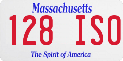 MA license plate 128IS0