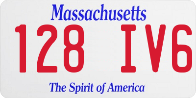 MA license plate 128IV6
