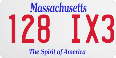 MA license plate 128IX3