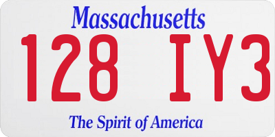 MA license plate 128IY3