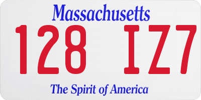 MA license plate 128IZ7