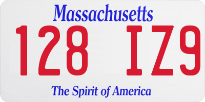 MA license plate 128IZ9