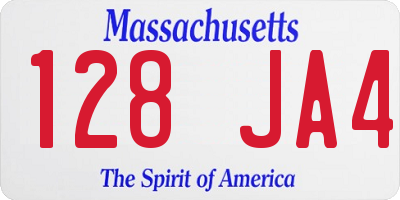 MA license plate 128JA4