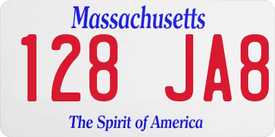 MA license plate 128JA8