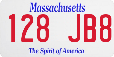 MA license plate 128JB8