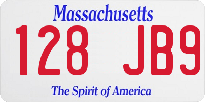 MA license plate 128JB9