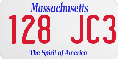 MA license plate 128JC3