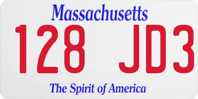 MA license plate 128JD3