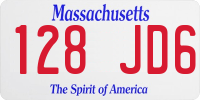 MA license plate 128JD6
