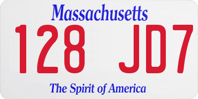 MA license plate 128JD7