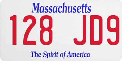 MA license plate 128JD9