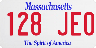 MA license plate 128JE0