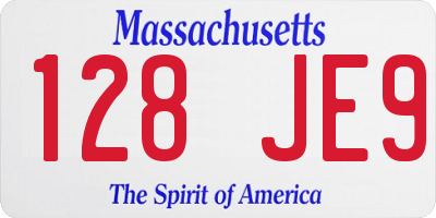 MA license plate 128JE9