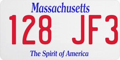 MA license plate 128JF3