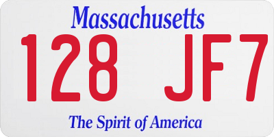 MA license plate 128JF7