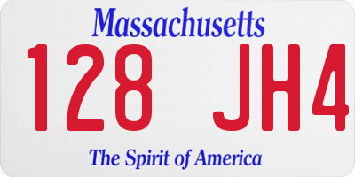 MA license plate 128JH4