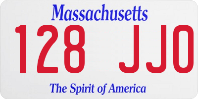 MA license plate 128JJ0