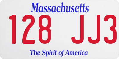 MA license plate 128JJ3