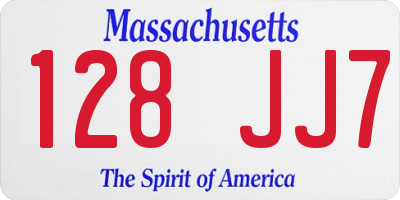 MA license plate 128JJ7