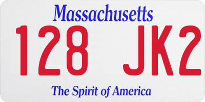 MA license plate 128JK2