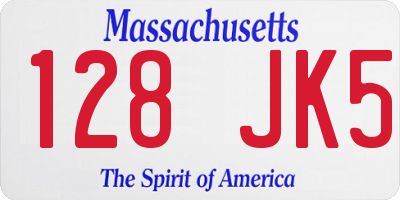 MA license plate 128JK5