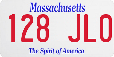 MA license plate 128JL0