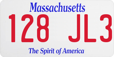 MA license plate 128JL3