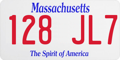 MA license plate 128JL7