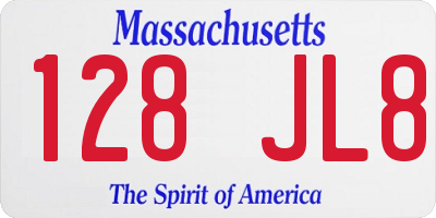 MA license plate 128JL8