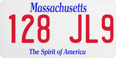 MA license plate 128JL9