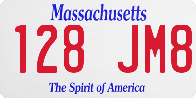 MA license plate 128JM8