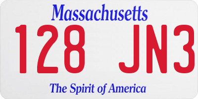 MA license plate 128JN3