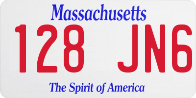MA license plate 128JN6