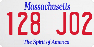 MA license plate 128JO2