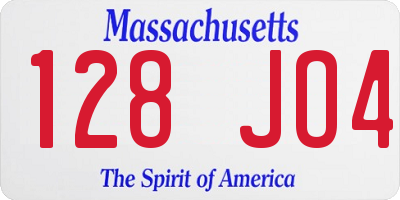 MA license plate 128JO4