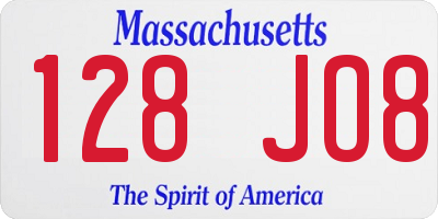 MA license plate 128JO8