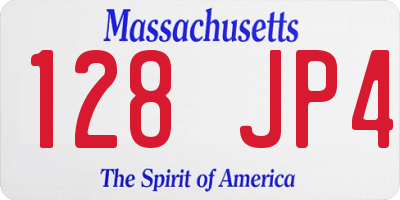 MA license plate 128JP4
