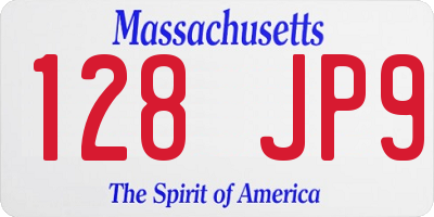 MA license plate 128JP9