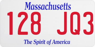 MA license plate 128JQ3